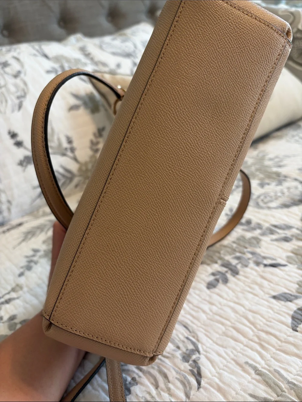 Coach Pebbled Leather Satchel in Beige with Gold Hardware with Matching Wristlet
